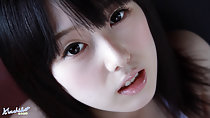 Cutie Machiko fringe down to her eyes lips parted