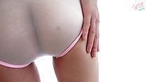 Ass view in swimsuit hand on thigh