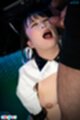 Mouth open man cumming on her face