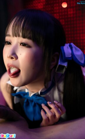 Ria Kurumi lying on her front sucking cock and cum in mouth