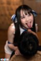 Ria kurumi looking up tongue extended