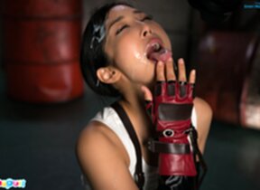 Emiri Momota blowbanged on her knees and bukkake facial cumshots