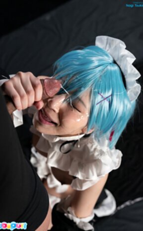 Nagi Tsukino in maid outfit gang banged and receiving facial cumshots