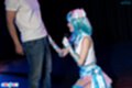 On her knees