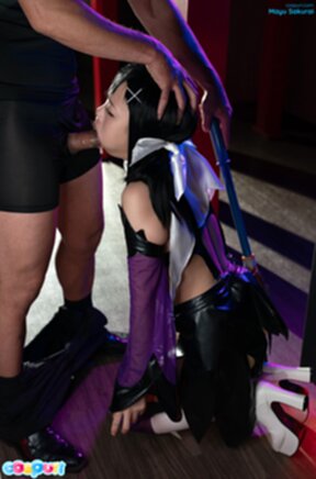 Mayu Sakurai on her knees face fucked and cum in mouth