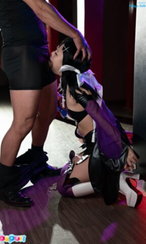 Mayu Sakurai on her knees face fucked and cum in mouth