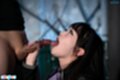 Ria kurumi licking cock head holding spent cock cum in mouth looking up
