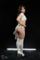 Looking back skirt raised over her ass wearing stockings high heels