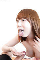 Cum dripping from her tongue