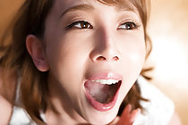 Kisaki Aya on her knees sucking cock and taking cum in mouth