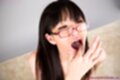 Mikami ayaka licking cum from her fingers wearing glasses long hair