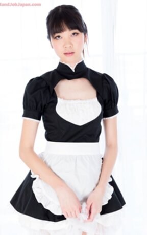 French maid Matsuda Anna giving handjob and sucking her cum covered fingers