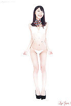 Standing in bra and panties wearing high heels
