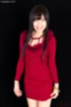 Wearing crimson dress