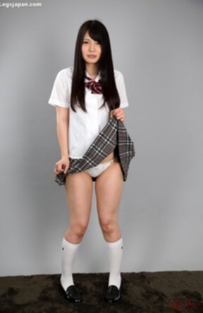 Kogal Iori Sana in uniform seated giving footjob and milking cum from cock