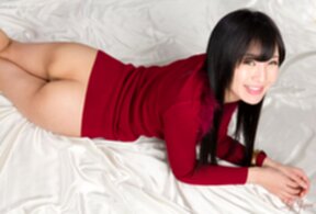 Kurihara Moeka raises scarlet dress and shows her pussy