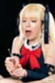 Mary milking cum cock in her hands