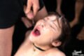 Bukkake facials face upturned mouth open