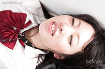 Student Shirayuki Yuka wearing uniform cum on her face