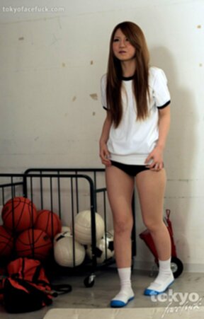 Gym class girl Sakamoto Hikari sucking cock in gym and facial cumshot