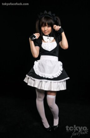 Maid Sakura Sena in uniform on her knees sucking cock