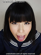 Kogal Momoha in sefuku uniform showing she has swallowed cum