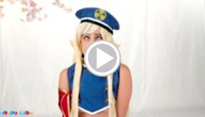 Cop Kristen Scott on her knees licking and sucking cock