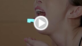 Busty Aya Kisaki in bra sucking cock and masturbating with vibrator